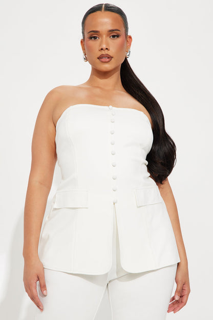 The Mia Ponte Strapless Vest Jumpsuit - Off White