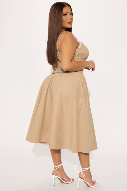 Tia Smocked Midi Dress - Mocha