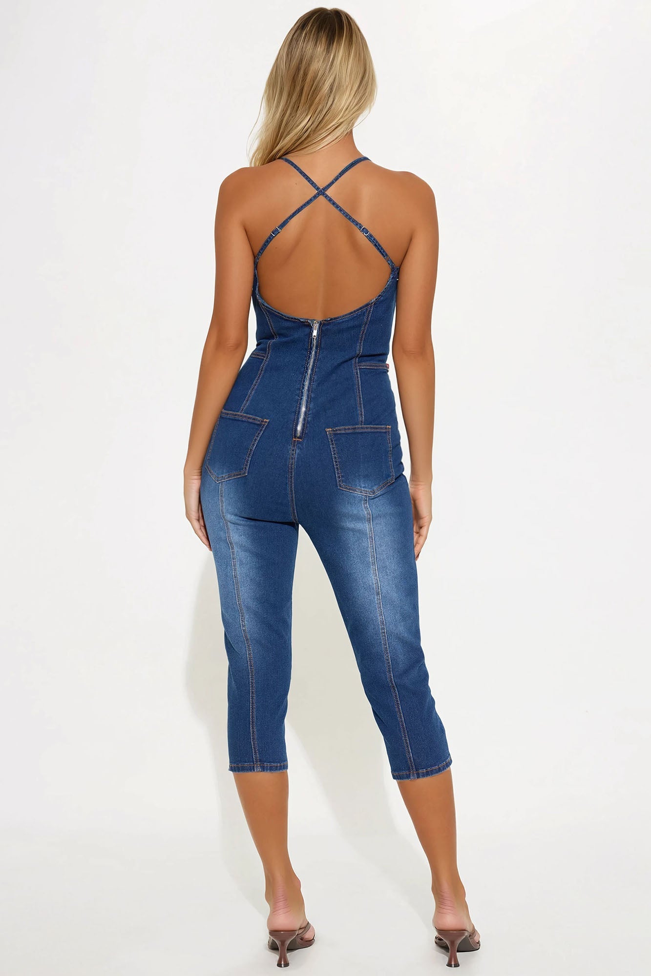 Line Up Denim Jumpsuit - Dark Wash