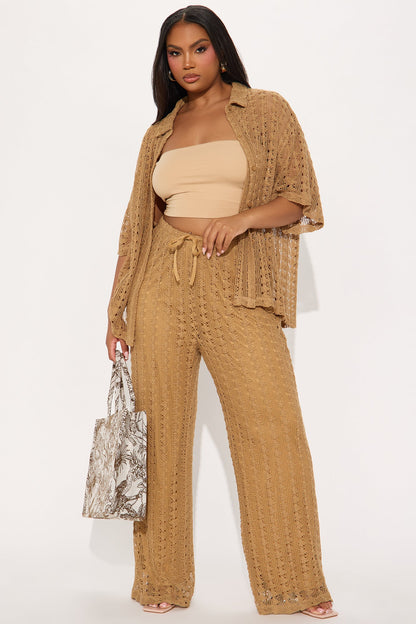 Kara Crochet Pant Set - Taupe