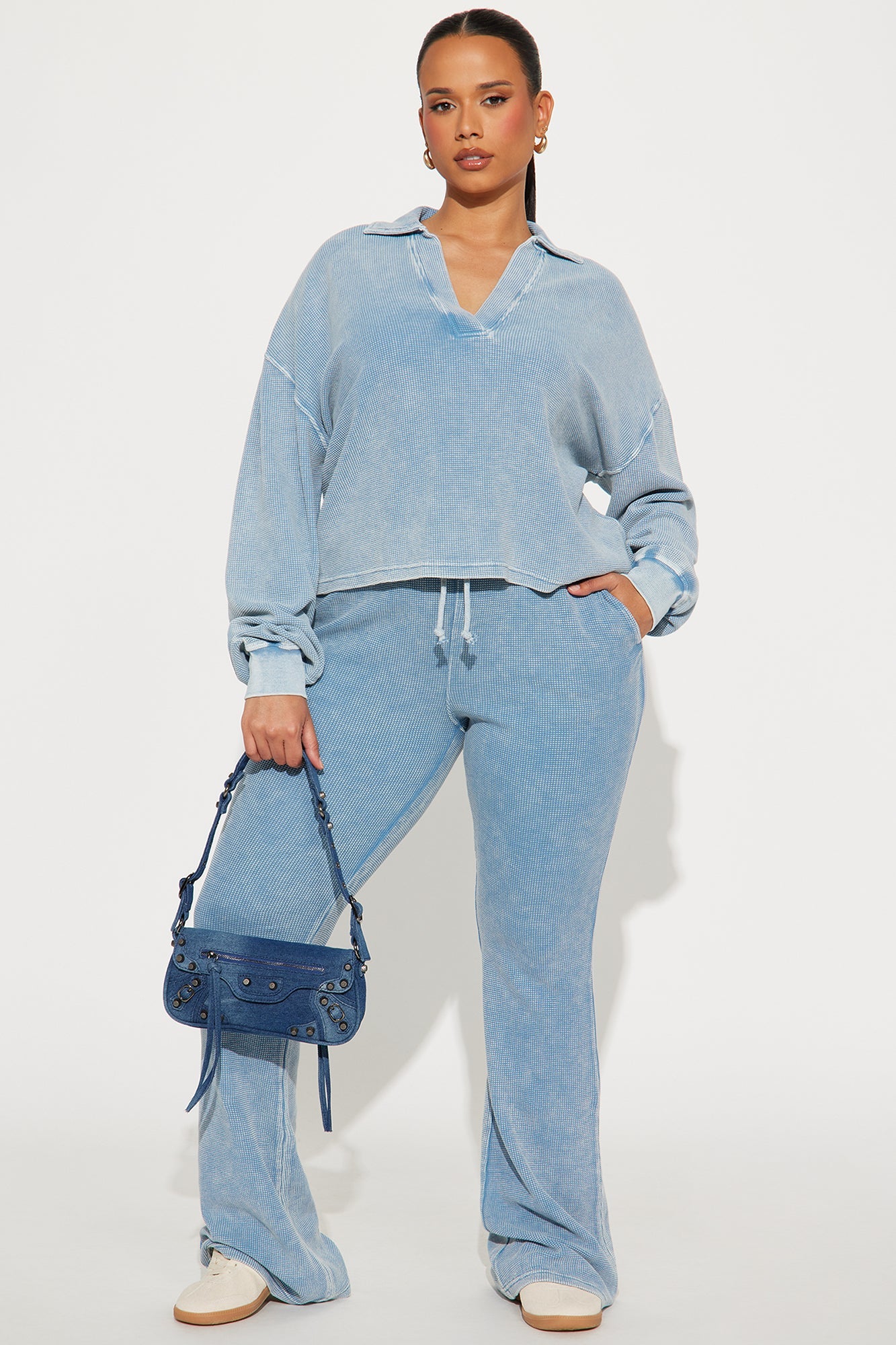 Taylor Cozy Thermal Pant Set - Blue