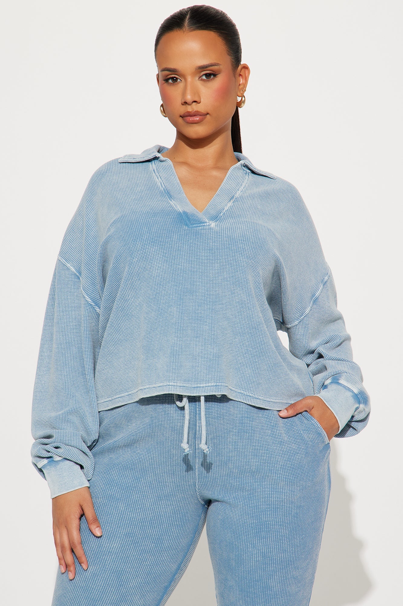 Taylor Cozy Thermal Pant Set - Blue