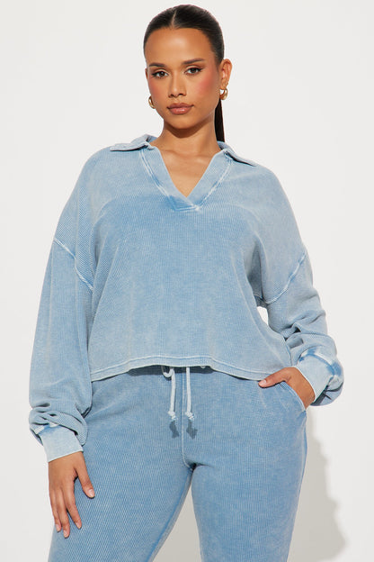 Taylor Cozy Thermal Pant Set - Blue