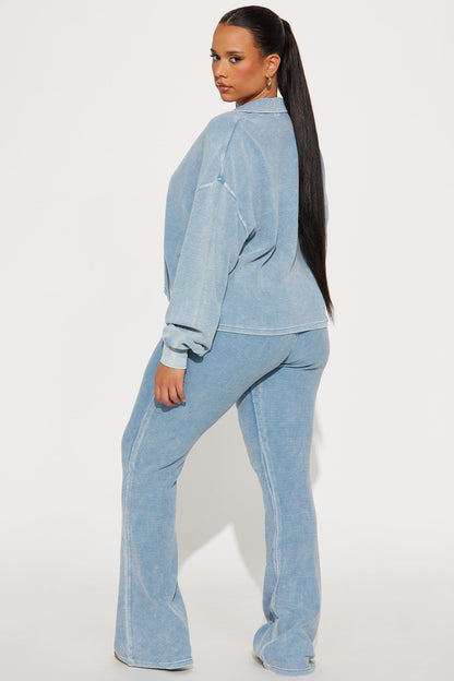 Taylor Cozy Thermal Pant Set - Blue