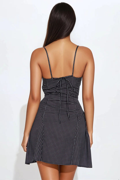 Yvette Polka Dot Mini Dress - Black