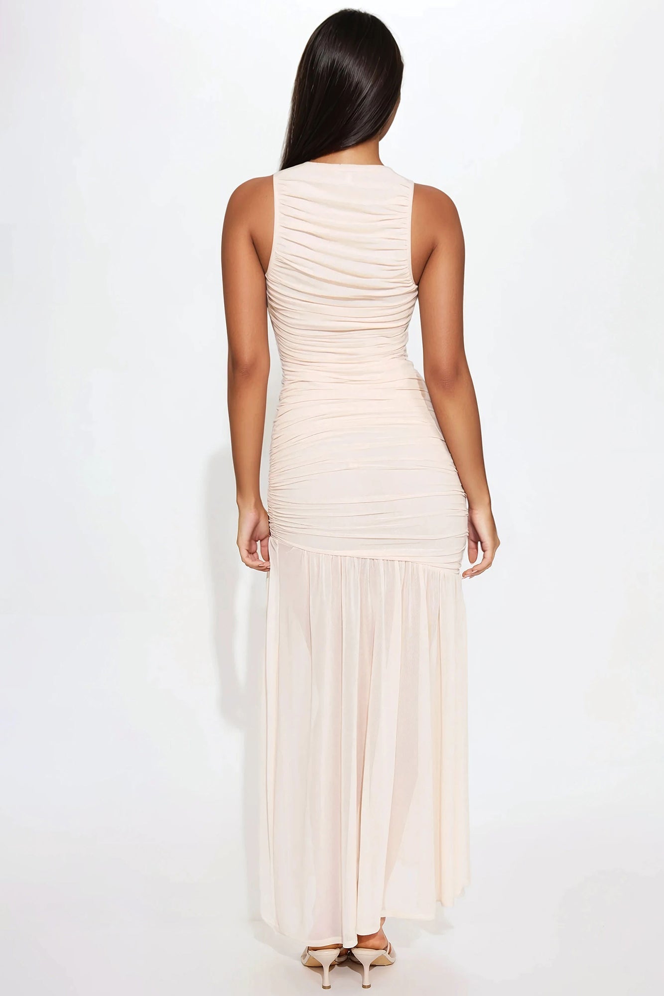 Kendall Ruched Maxi Dress - Cream