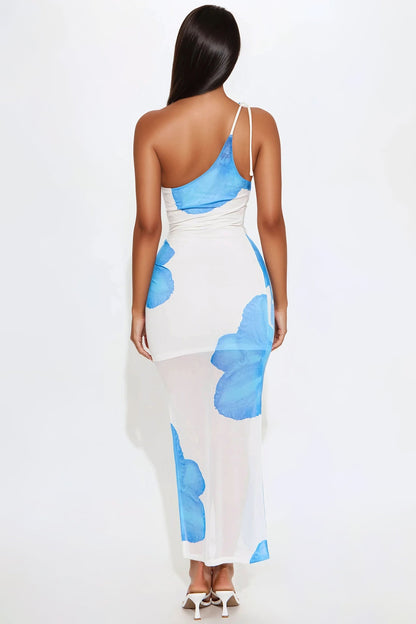 Lyla Floral Maxi Dress - White/Blue