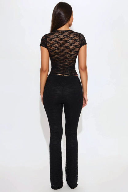 Midnight Princess Lace Pant Set - Black