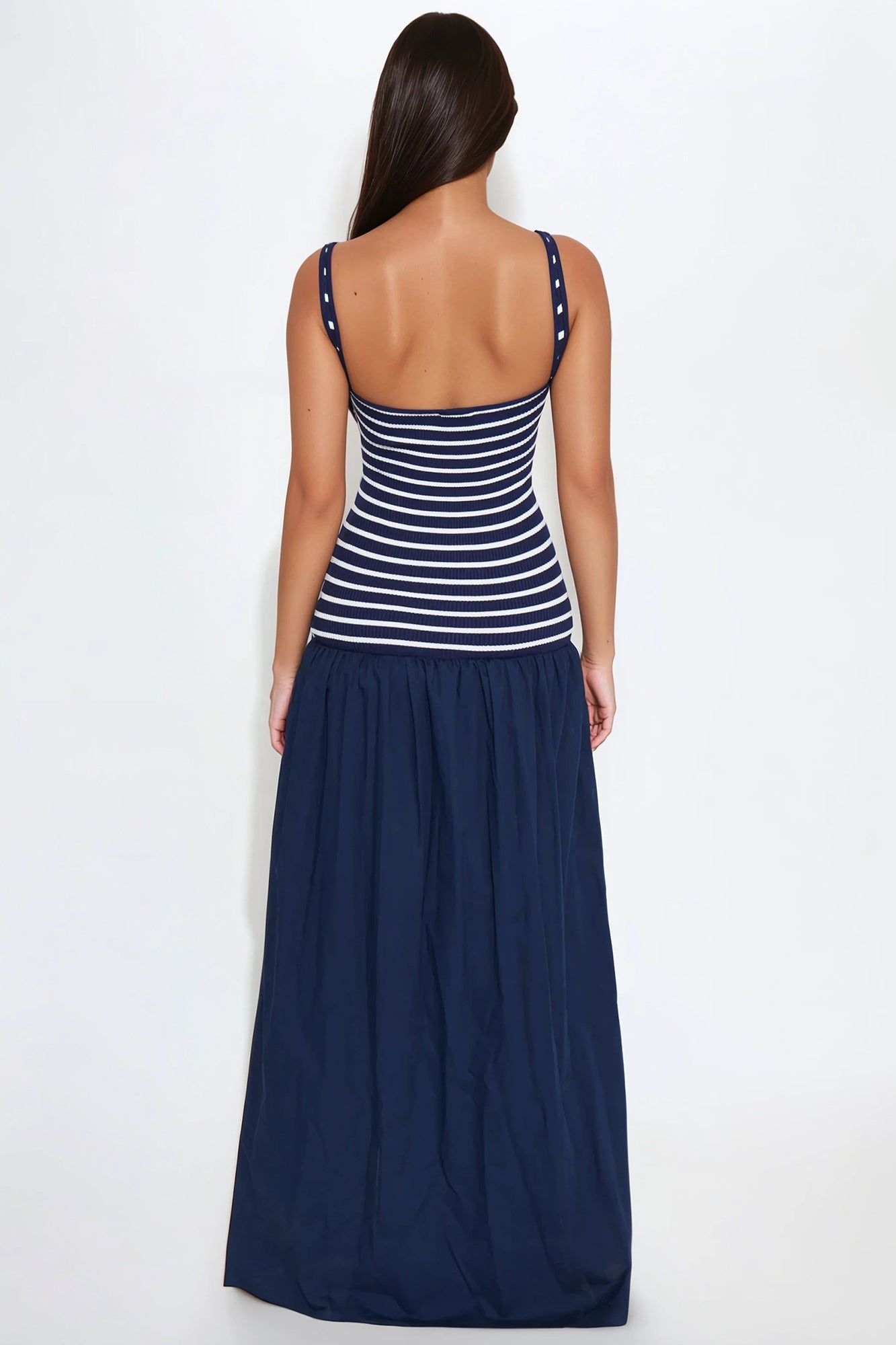 Cassidy Striped Drop Waist Maxi Dress - Navy/combo