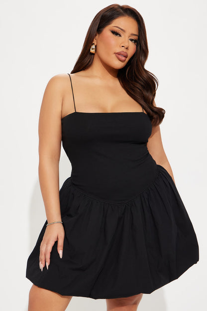 Lisa Bubble Mini Dress - Black