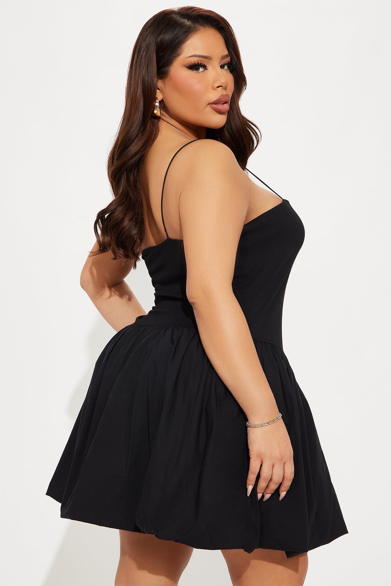 Lisa Bubble Mini Dress - Black