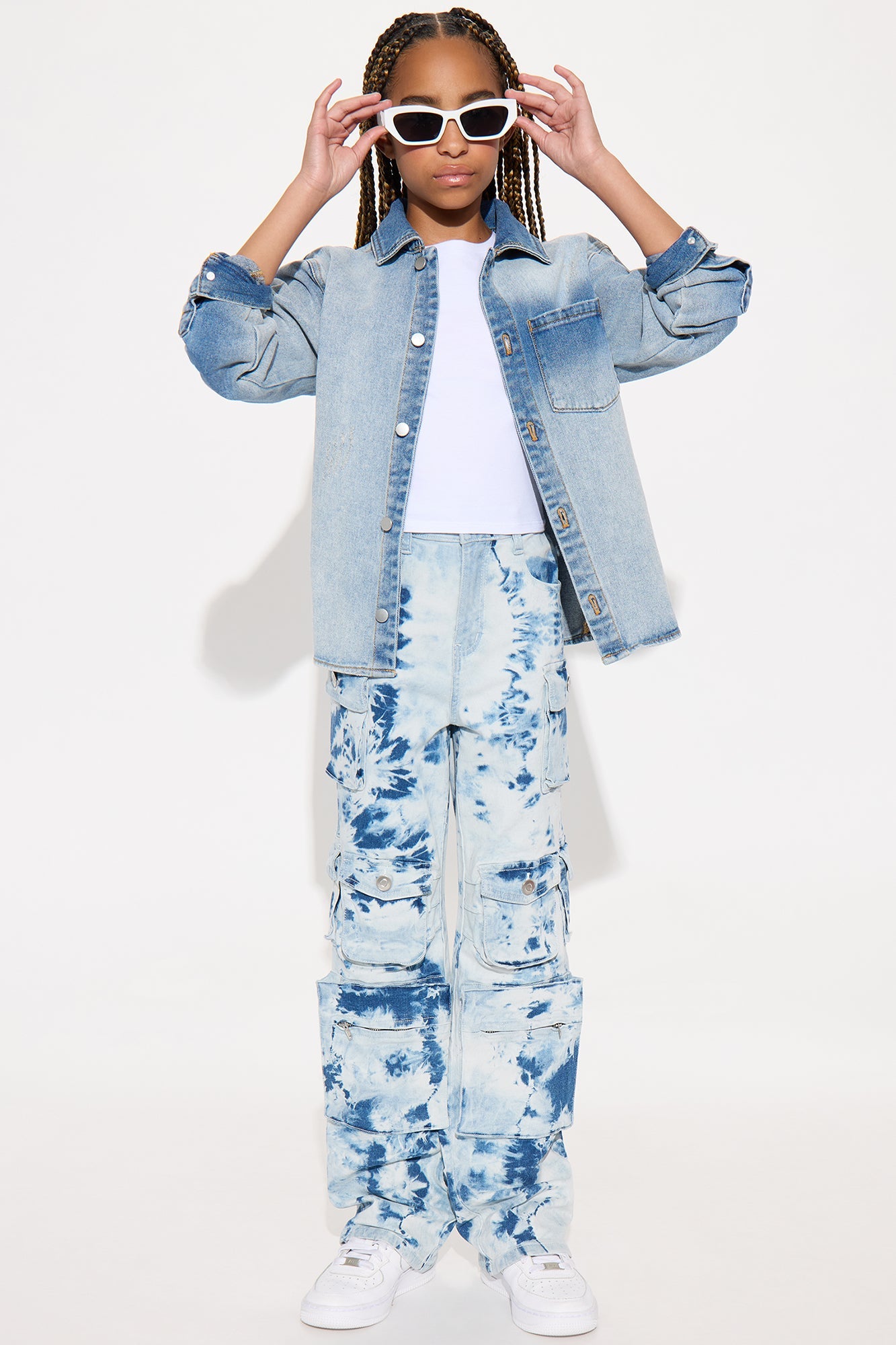 Mini Lily High Rise Cargo Jeans - Blue/combo