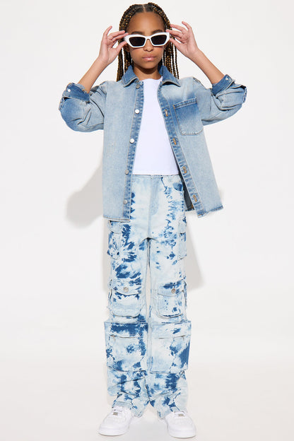 Mini Lily High Rise Cargo Jeans - Blue/combo