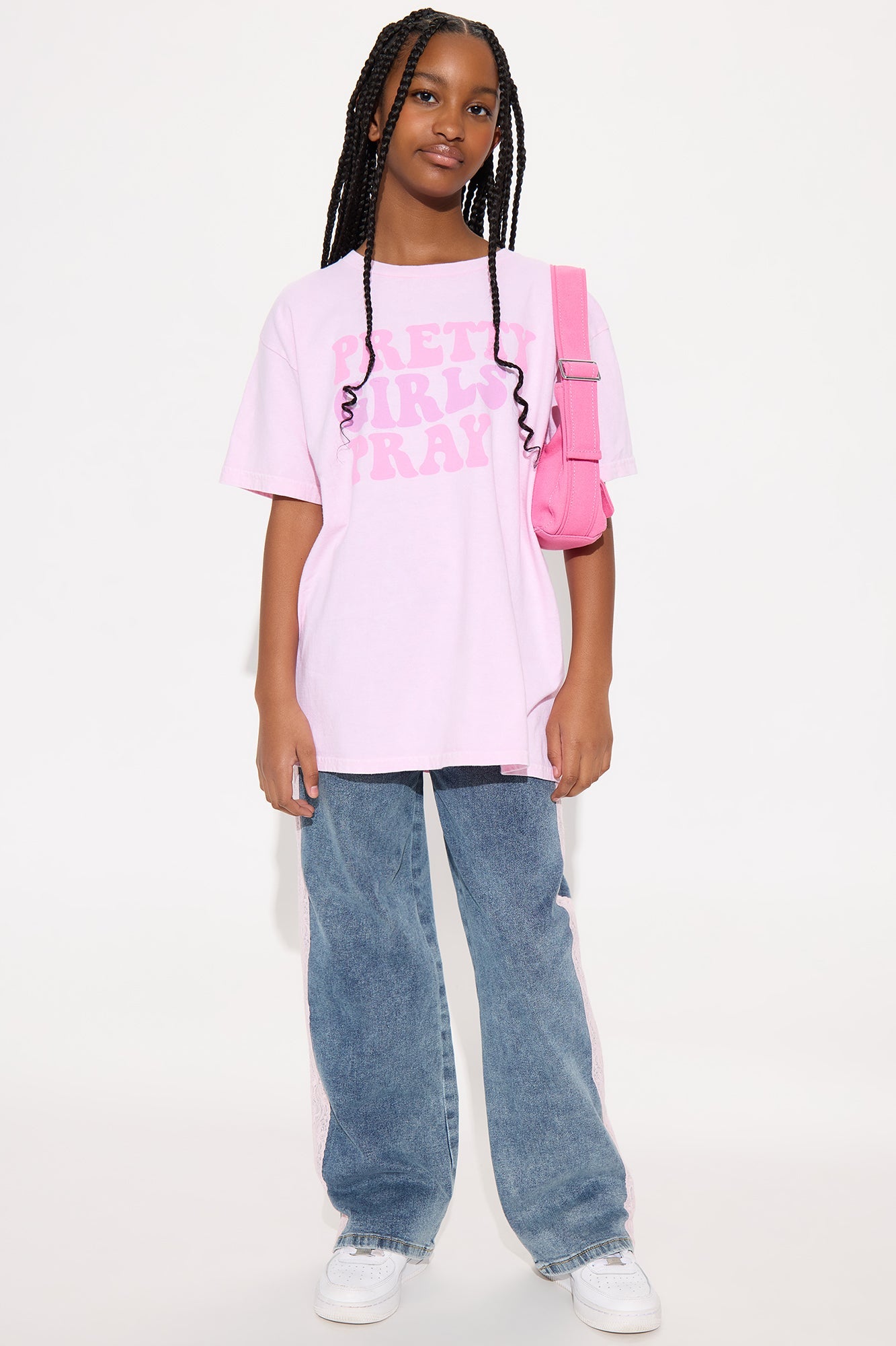 Mini Pretty Girls Pray T-Shirt - Light Pink