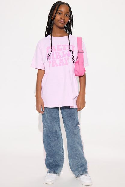 Mini Pretty Girls Pray T-Shirt - Light Pink