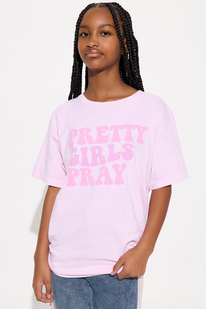 Mini Pretty Girls Pray T-Shirt - Light Pink