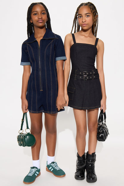 Mini Vera Denim Romper - Dark Wash