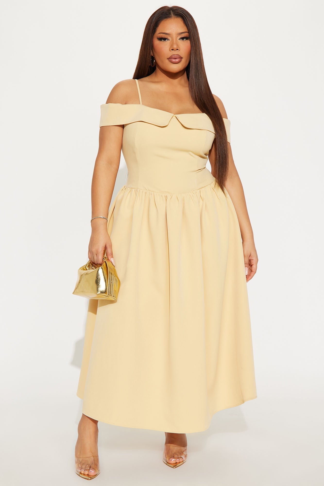 Frania Off Shoulder Gown - Butter Yellow