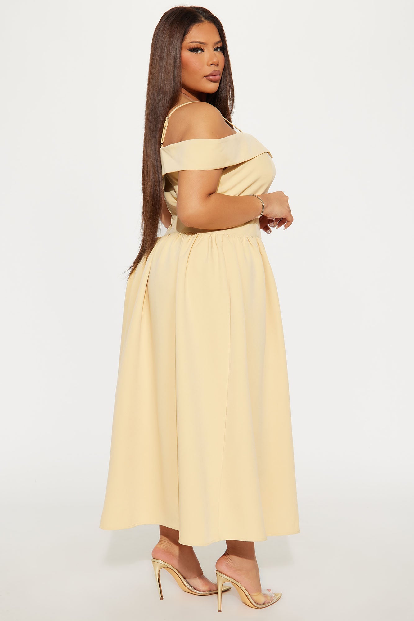 Frania Off Shoulder Gown - Butter Yellow