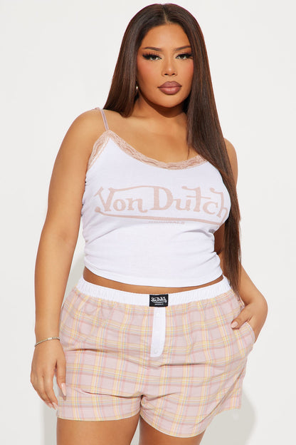 Von Dutch Cami PJ Boxer Short Set - White/combo