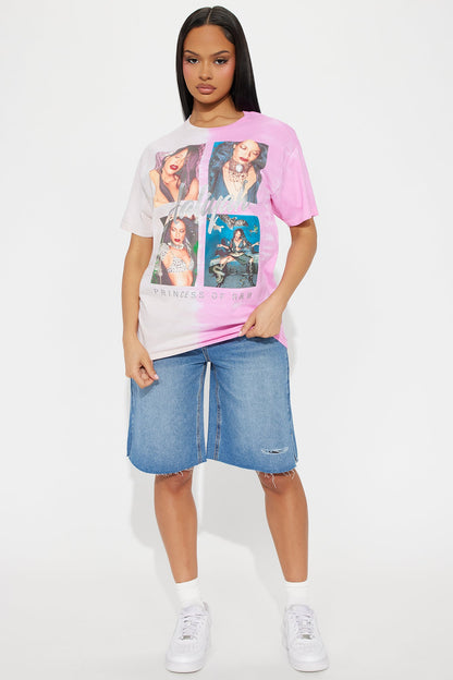 Aaliyah Split Washed Tee - Pink/combo