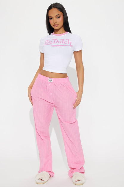 Von Dutch Short Sleeve PJ Boxer Pant Set - Pink