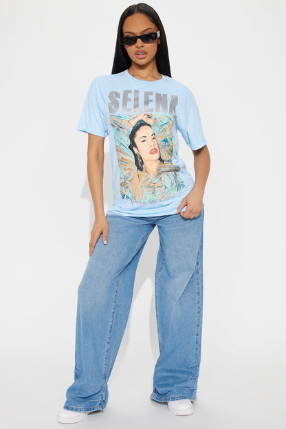 Selena Iridescent Washed Tee - Light Blue