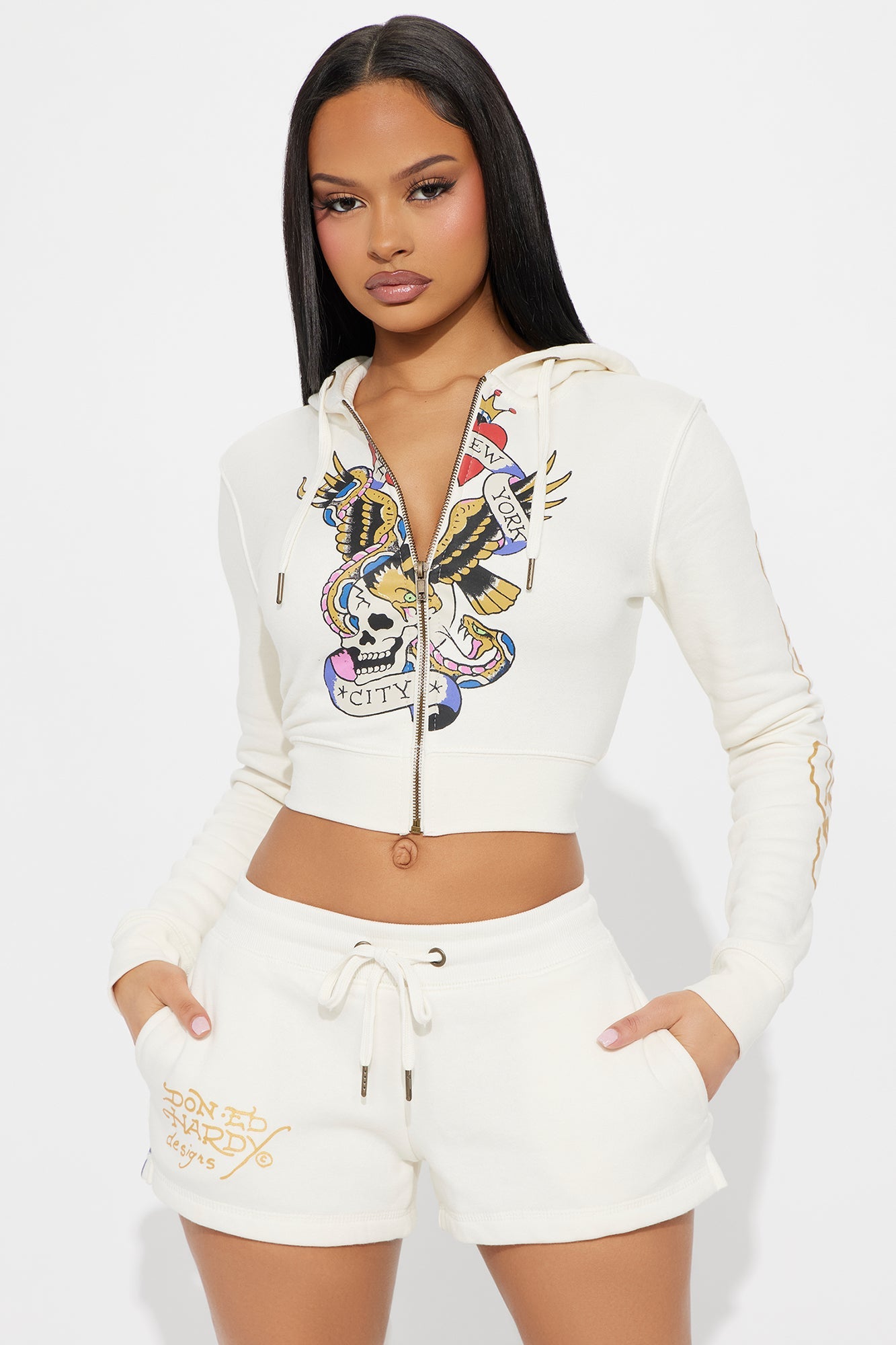 Ed Hardy NYC Short Set - Ivory