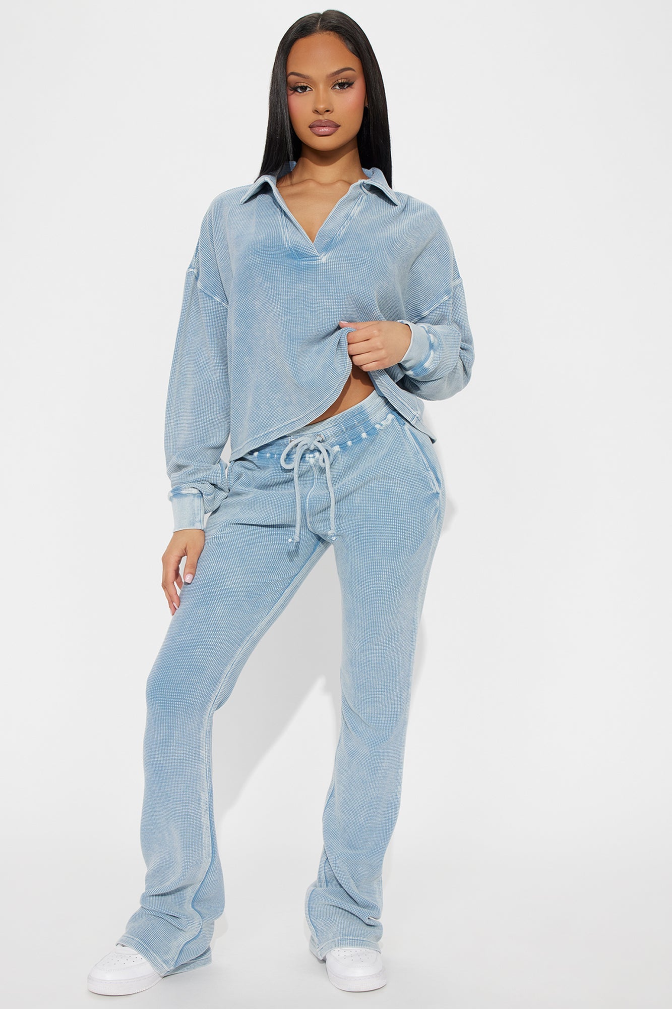 Taylor Cozy Thermal Pant Set - Blue