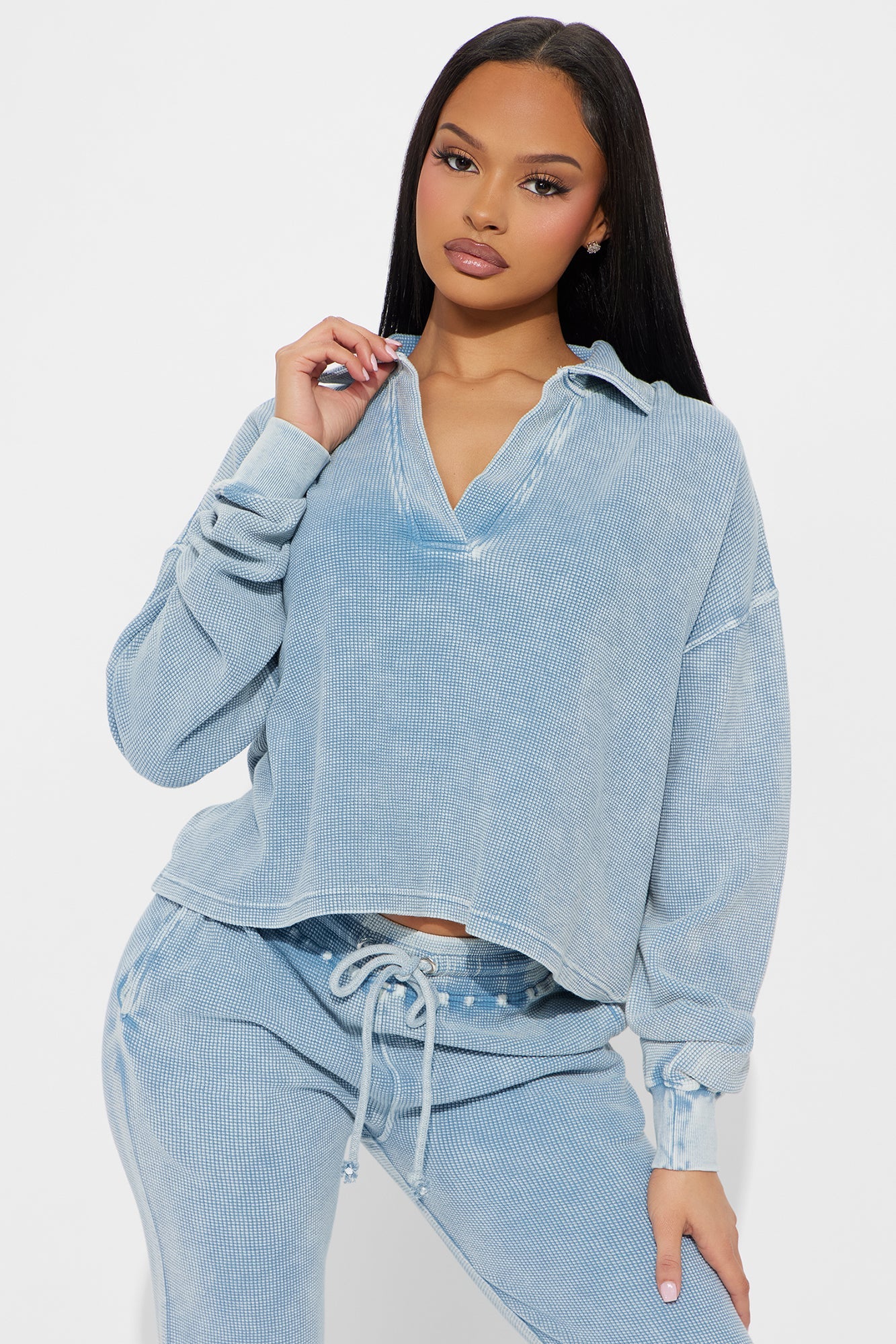 Taylor Cozy Thermal Pant Set - Blue