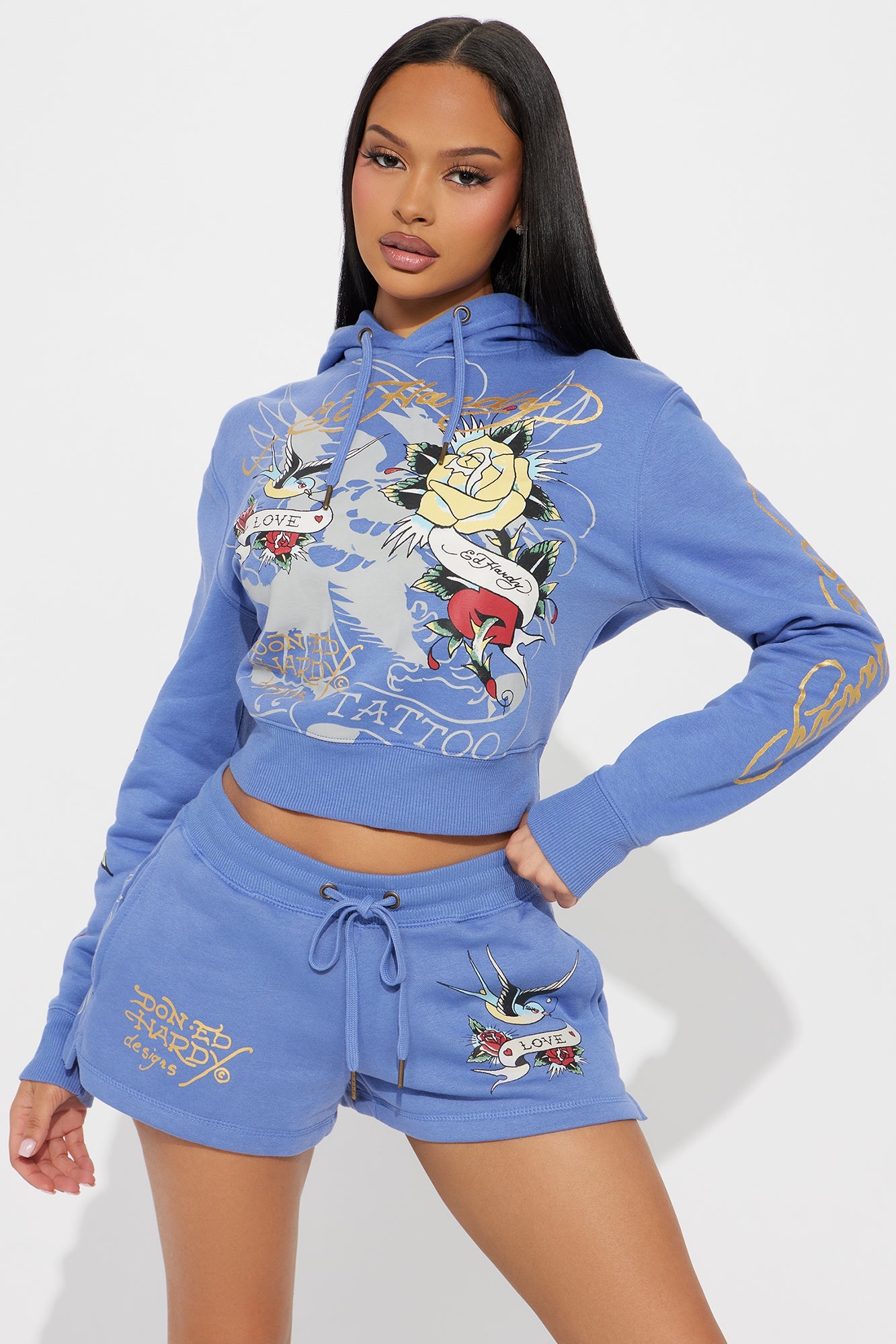 Ed Hardy Brave Eagle Shorts - Blue