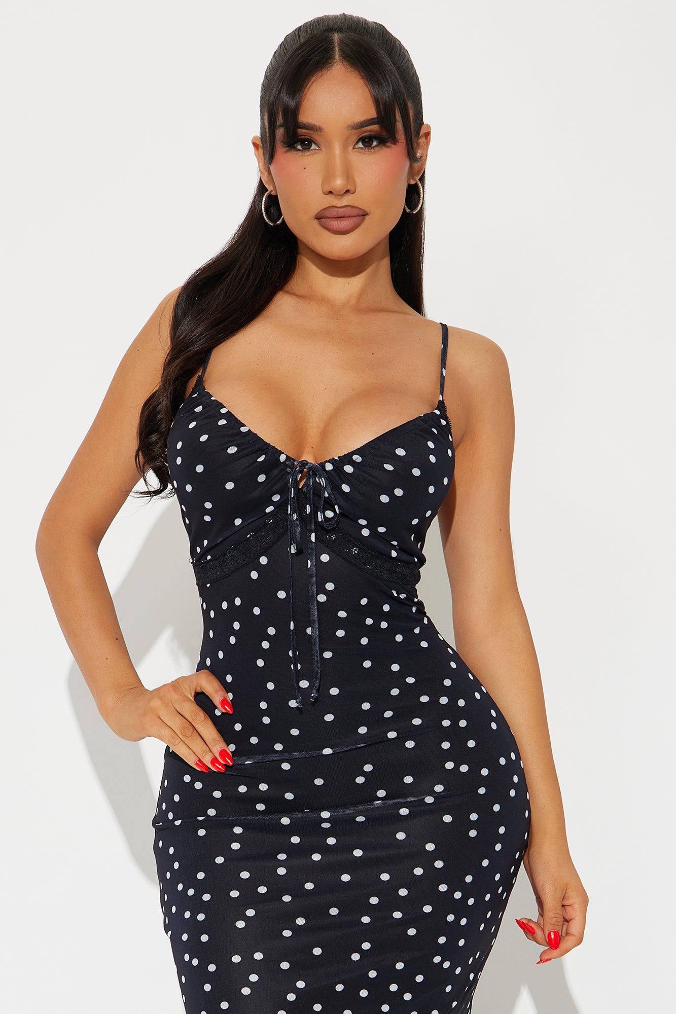 Tessa Mesh Polka Dot Maxi Dress - Black/White