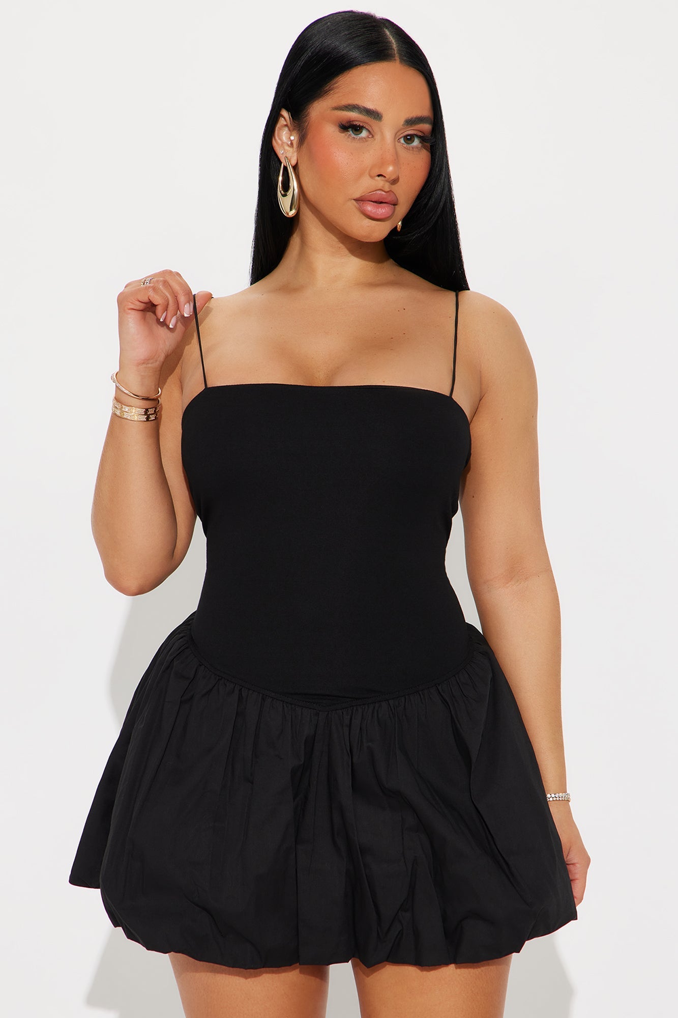 Lisa Bubble Mini Dress - Black