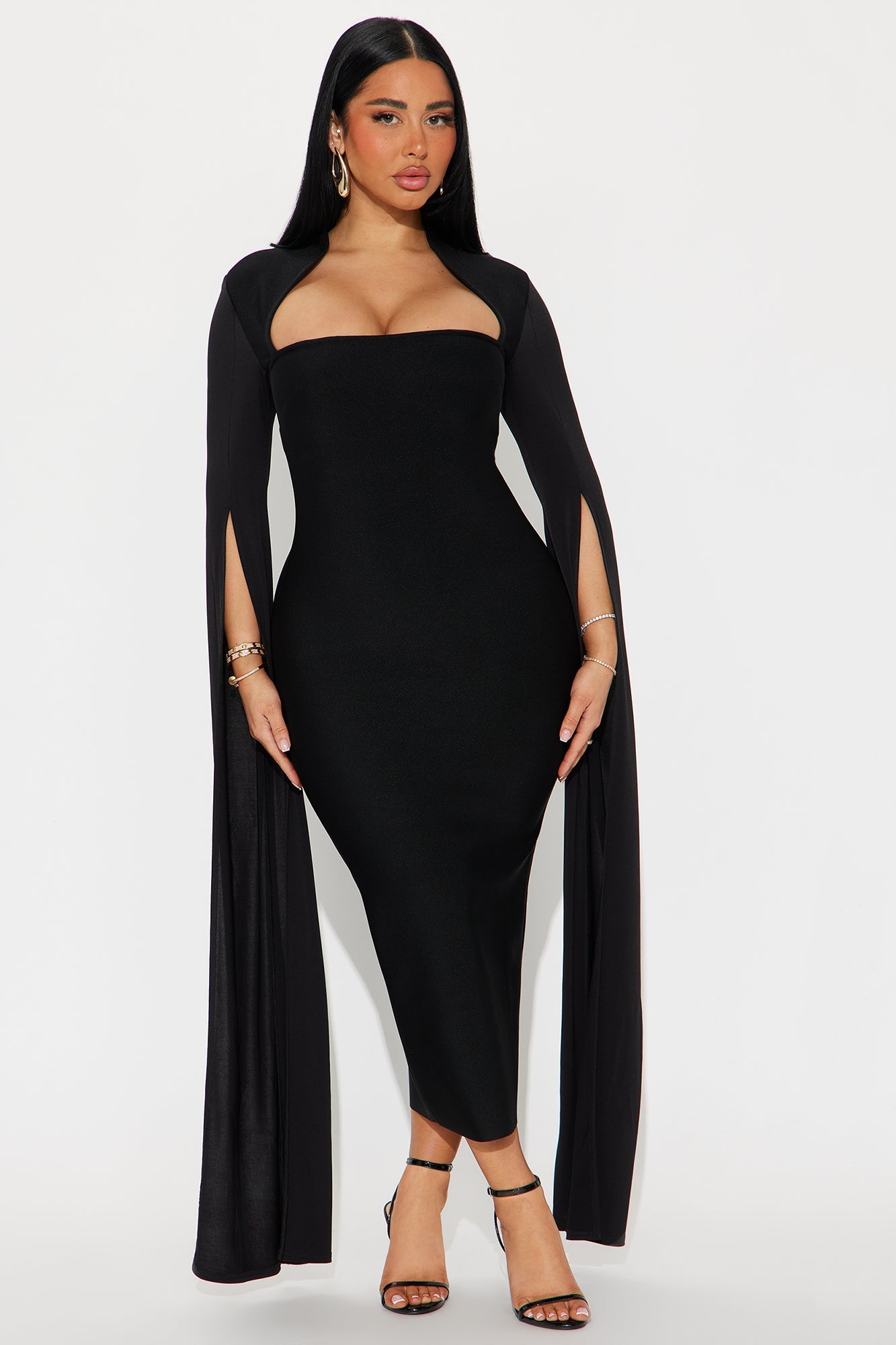 Feeling Regal Bandage Midi Dress - Black
