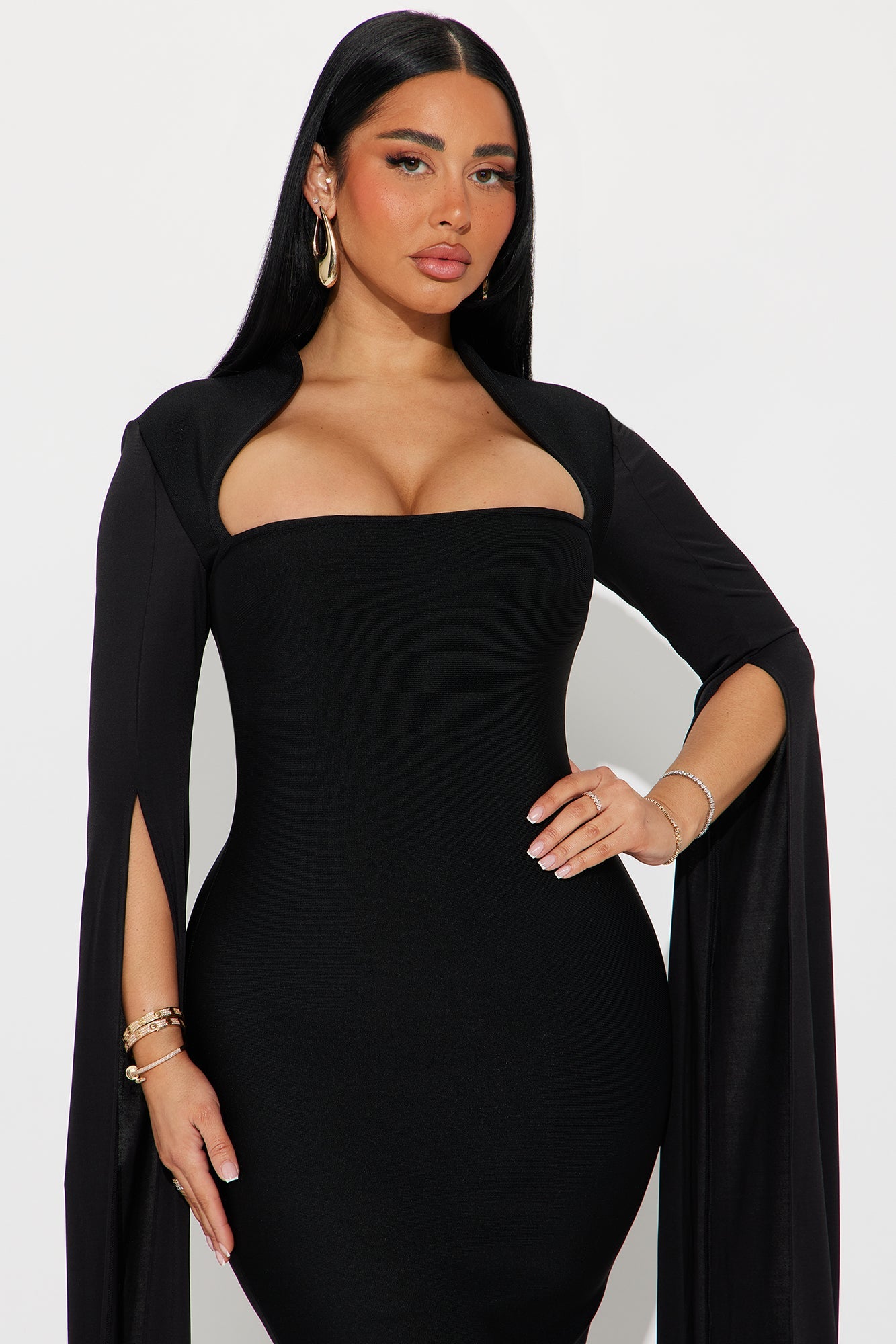 Feeling Regal Bandage Midi Dress - Black