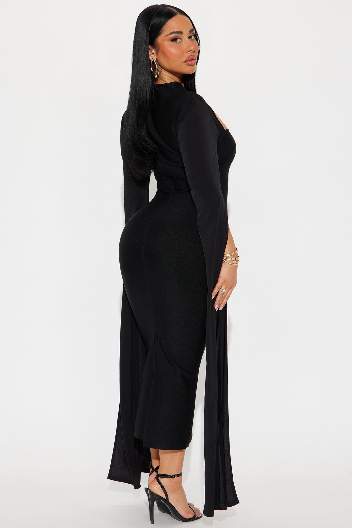 Feeling Regal Bandage Midi Dress - Black