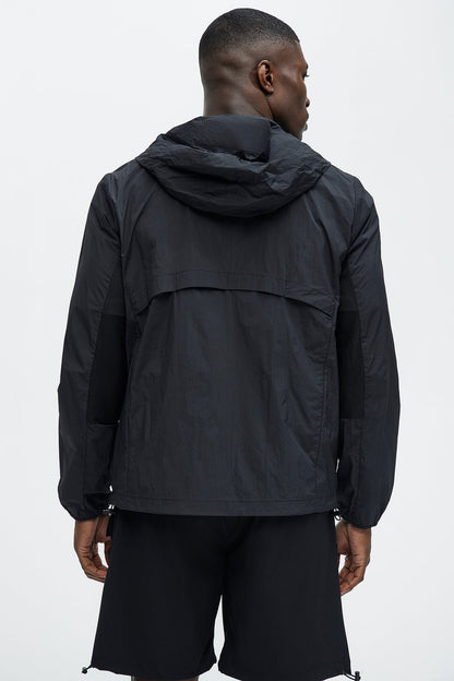Mesh Panel Nylon Jacket - Black
