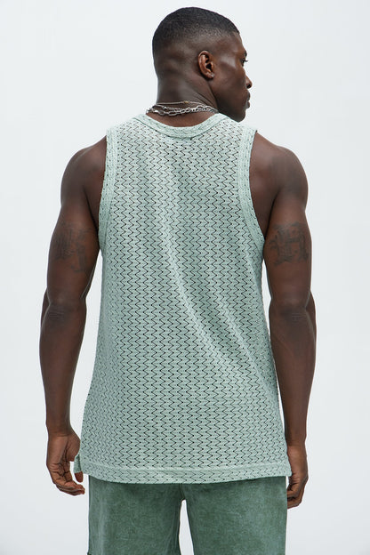 Hallron Wavy Open Knit Tank - Sage