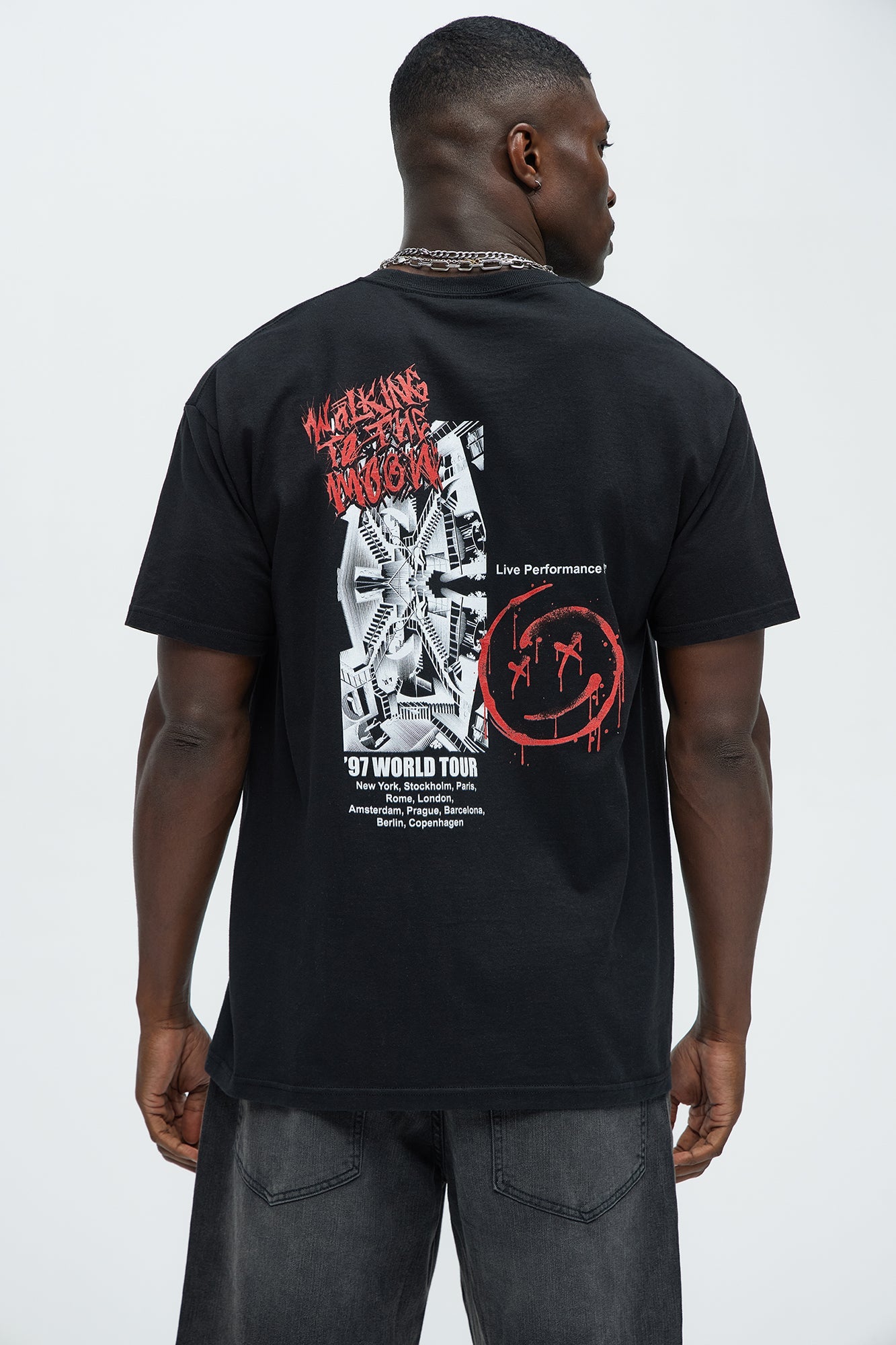 Walking To The Moon Short Sleeve Tee - Black