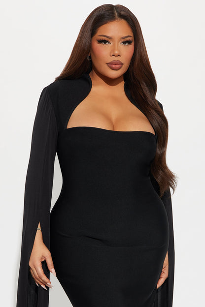 Feeling Regal Bandage Midi Dress - Black