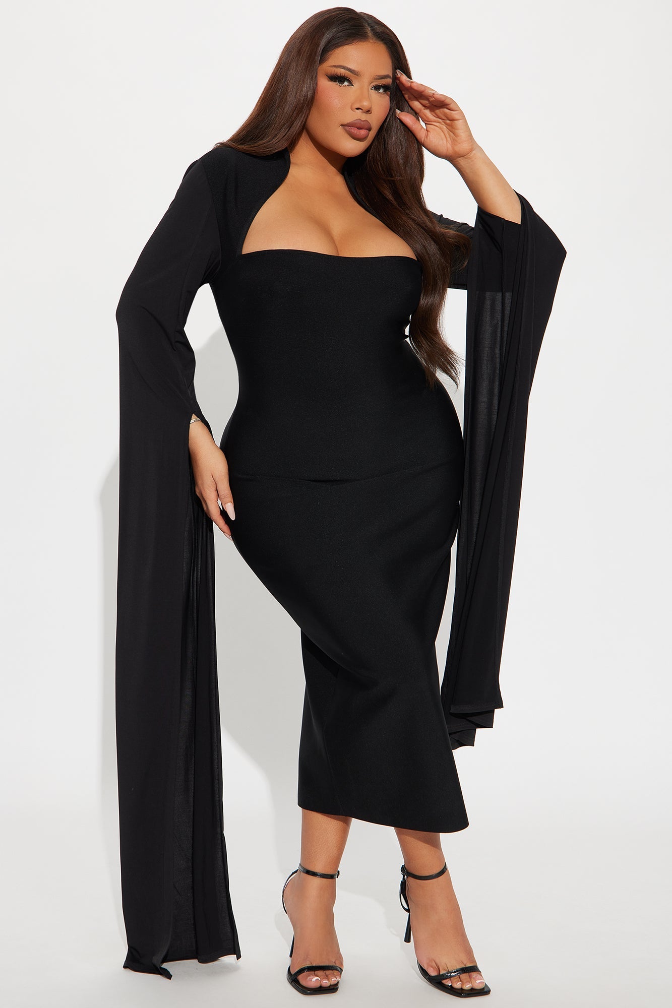 Feeling Regal Bandage Midi Dress - Black