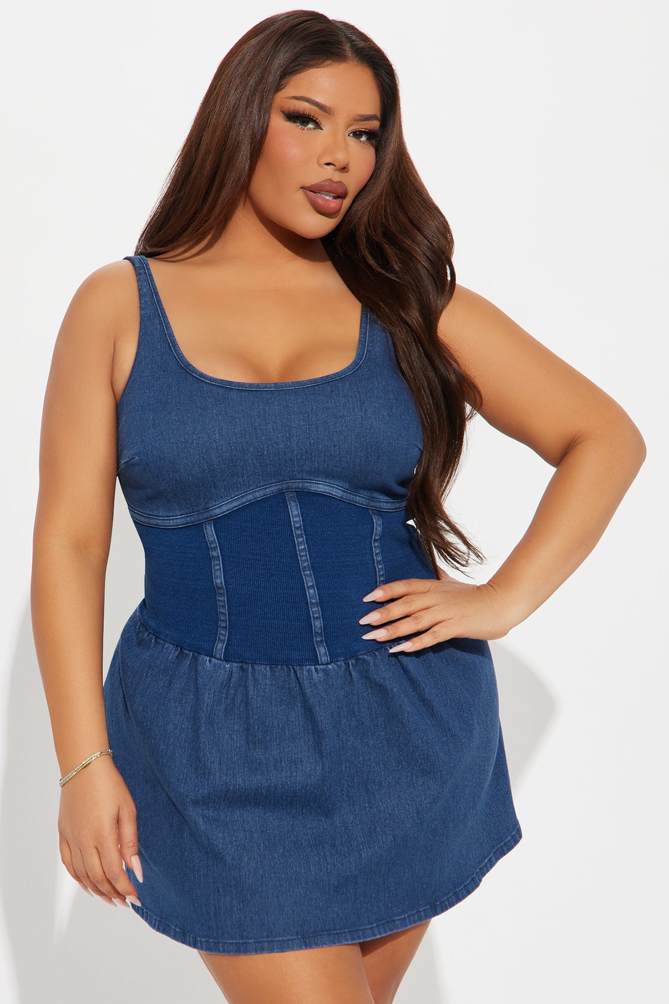 Playful Mood Denim Micro Mini Dress - Dark Wash