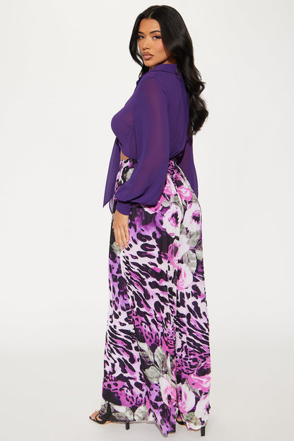 Planning A Getaway Jumpsuit - Purple/combo