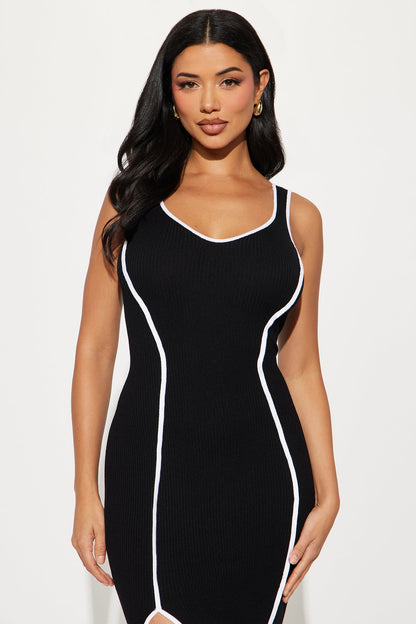 Jennifer Contrast Maxi Dress - Black/White