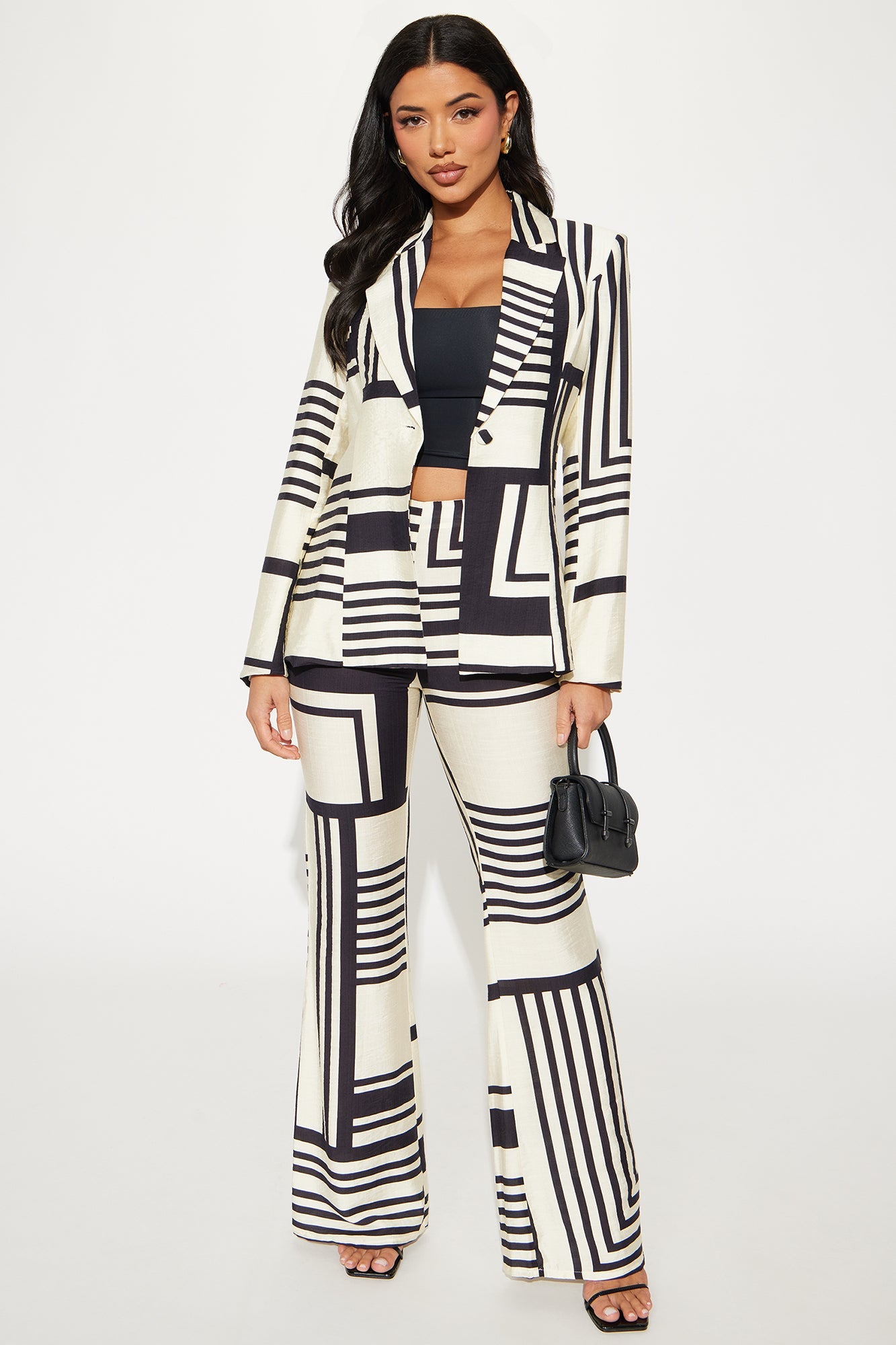 Lena Blazer Pant Set - Black/combo