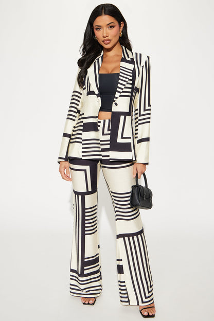 Lena Blazer Pant Set - Black/combo