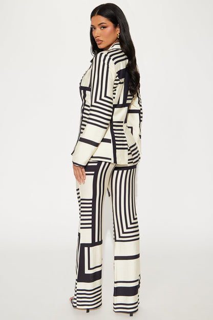 Lena Blazer Pant Set - Black/combo