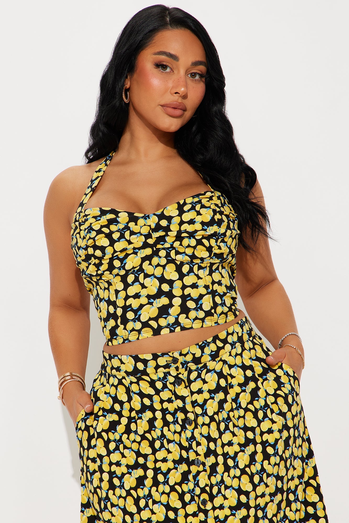 Lemon Fields Maxi Skirt Set - Black/combo
