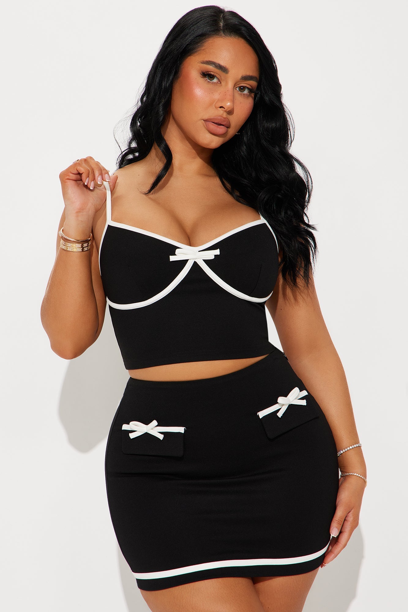 Minimalist Muse Mini Skirt Set - Black