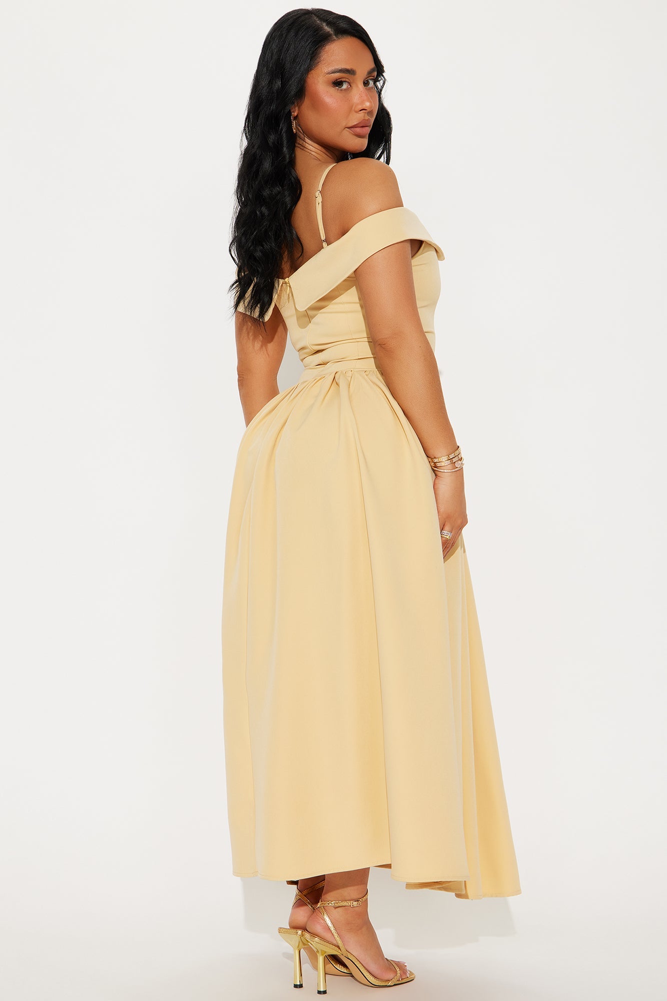Frania Off Shoulder Gown - Butter Yellow